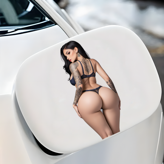 A sexy woman with tattoos, durable and weather-resistant, perfect for outdoor gear and vehicles. Vinyl stickers are suitable for cars, motorcycles, laptops, computers, backpacks, water bottles, and more.