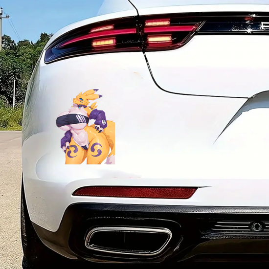 Furry Anthro Character with Lamborghini Background Art, suitable for decorating envelopes, letters, and invitation cards.