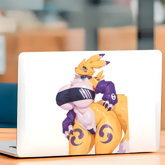 Furry Anthro Character with Lamborghini Background Art, suitable for decorating envelopes, letters, and invitation cards.