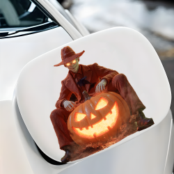 Halloween Man on Pumpkin Statue, vibrant colors perfect for art projects, collages, and crafts.