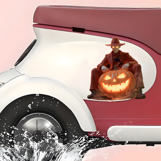 Halloween Man on Pumpkin Statue, vibrant colors perfect for art projects, collages, and crafts.