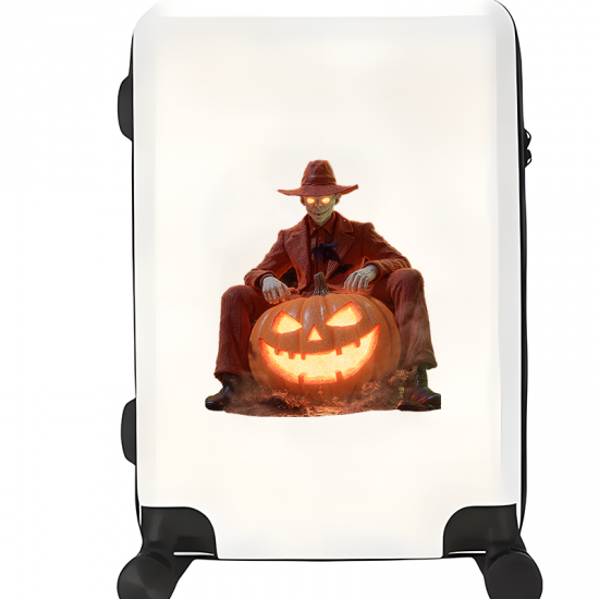 Halloween Man on Pumpkin Statue, vibrant colors perfect for art projects, collages, and crafts.