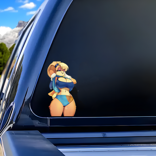 Bunny Girl and Purple Car, ideal for customizing your airpods case or headphone stand.