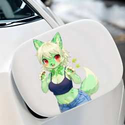 Leaf Green Furry Girl with Leaves, cute design suitable for party favors, goodie bags, and rewards.