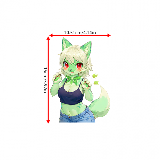 Leaf Green Furry Girl with Leaves, cute design suitable for party favors, goodie bags, and rewards.