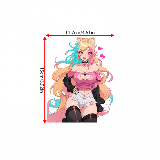 Anime Girl with Fox Ears - Pink Outfit, great for adding a pop of color to your fridge or freezer.
