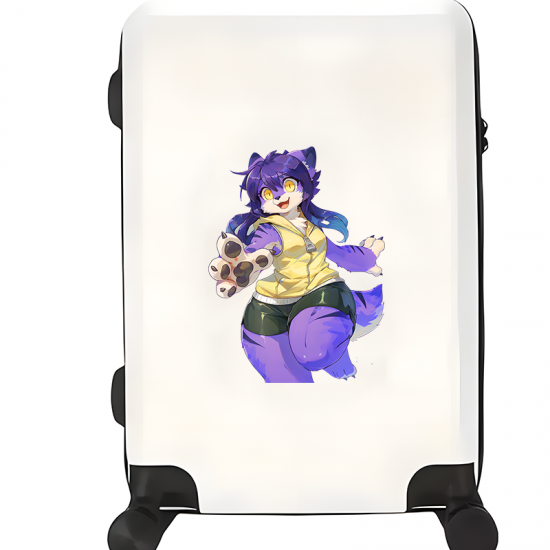 Purple Furry Character with Yellow Hoodie, ideal for personalizing your workspace, desk, monitor, and keyboard.