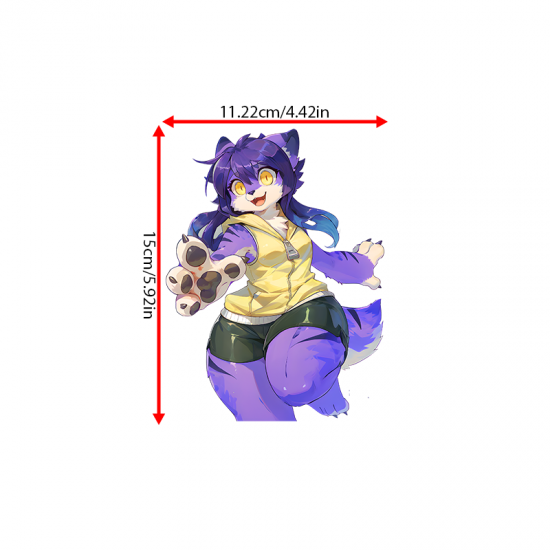 Purple Furry Character with Yellow Hoodie, ideal for personalizing your workspace, desk, monitor, and keyboard.