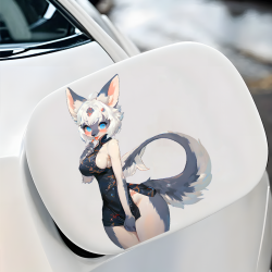 Anime Fox Girl in Cheongsam Dress, suitable for fixing up old furniture or adding flair to new items.