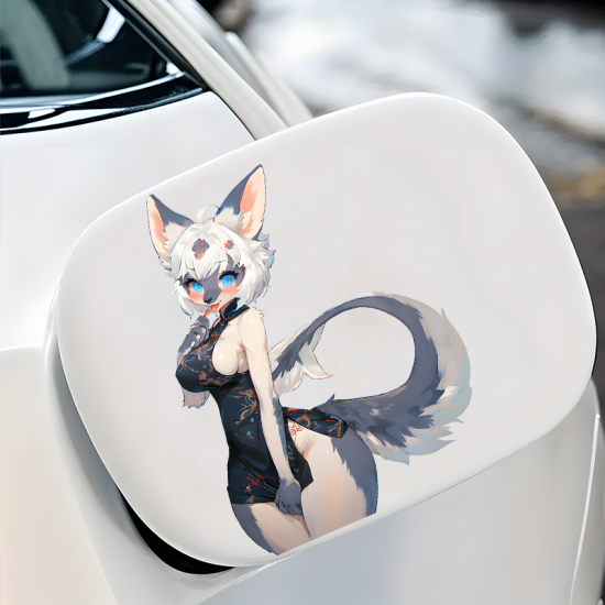 Anime Fox Girl in Cheongsam Dress, suitable for fixing up old furniture or adding flair to new items.