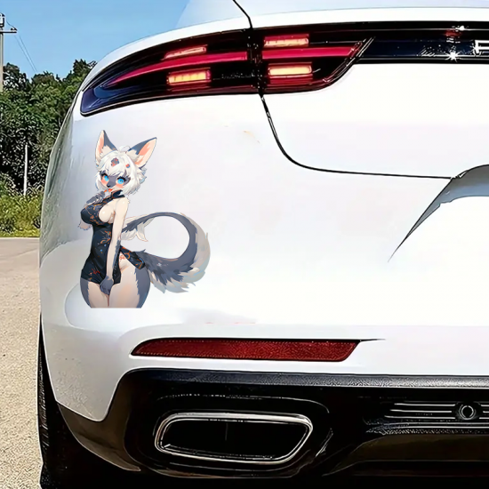 Anime Fox Girl in Cheongsam Dress, suitable for fixing up old furniture or adding flair to new items.