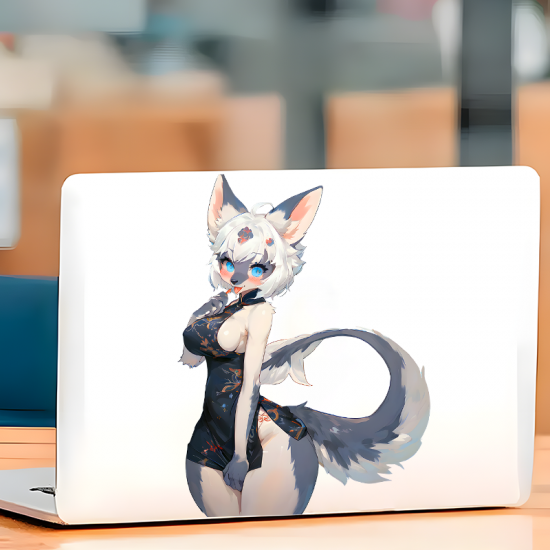 Anime Fox Girl in Cheongsam Dress, suitable for fixing up old furniture or adding flair to new items.