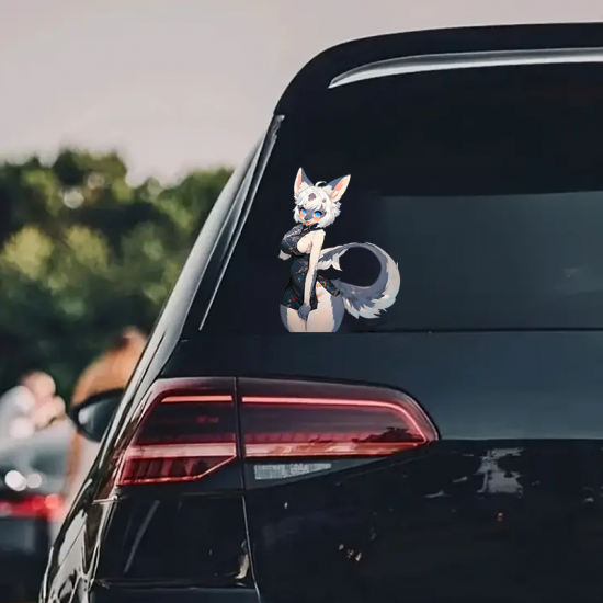 Anime Fox Girl in Cheongsam Dress, suitable for fixing up old furniture or adding flair to new items.