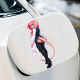 Pink-haired Anime Girl in Vest with Tail, excellent for decorating bedroom doors, lockers, and furniture.