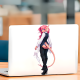 Pink-haired Anime Girl in Vest with Tail, excellent for decorating bedroom doors, lockers, and furniture.