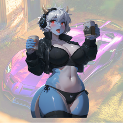 Coffee Demon Girl Car Decal, suitable for hard luggage, carry-ons, and travel accessories. Vinyl car decals suitable for cars, motorcycles, laptops, computers, backpacks, water bottles, and more.