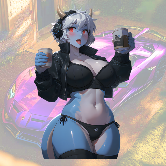 Coffee Demon Girl Car Decal, suitable for hard luggage, carry-ons, and travel accessories. Vinyl car decals suitable for cars, motorcycles, laptops, computers, backpacks, water bottles, and more.