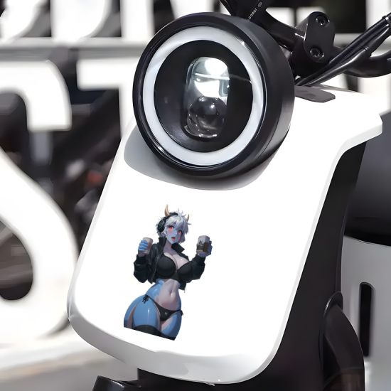 Coffee Demon Girl Car Decal, suitable for hard luggage, carry-ons, and travel accessories. Vinyl car decals suitable for cars, motorcycles, laptops, computers, backpacks, water bottles, and more.