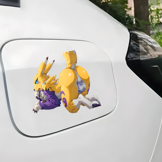 Renamon Car Sticker, adds style to your daily planner, notebook, and office supplies. Vinyl car decals suitable for cars, motorcycles, laptops, computers, backpacks, water bottles, and more.