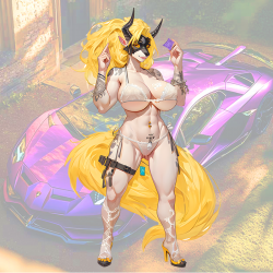 Sexy Furry Bikini Girl with Condom and Lamborghini Sticker, adheres well to plastic, metal, wood, glass, and ceramic surfaces. Vinyl car decals suitable for cars, motorcycles, laptops, computers, backpacks, water bottles, and more.