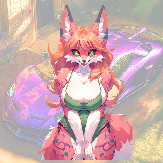 Anthro Fox Girl with Purple Car Sticker, high definition print suitable for collectors and fans. Vinyl car decals suitable for cars, motorcycles, laptops, computers, backpacks, water bottles, and more.