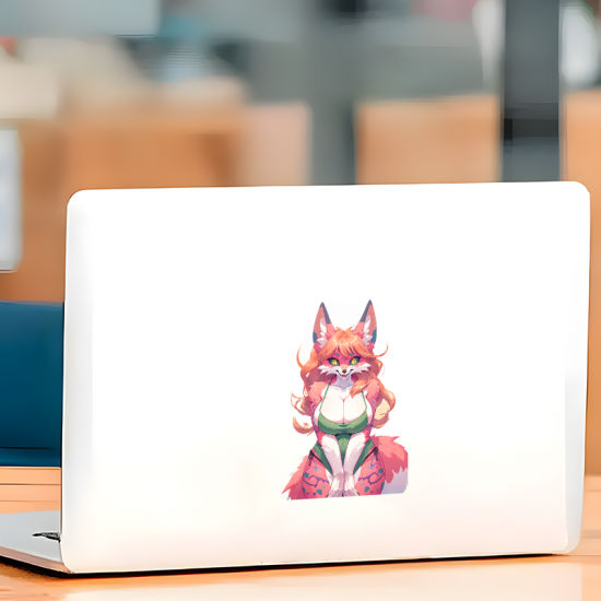 Anthro Fox Girl with Purple Car Sticker, high definition print suitable for collectors and fans. Vinyl car decals suitable for cars, motorcycles, laptops, computers, backpacks, water bottles, and more.