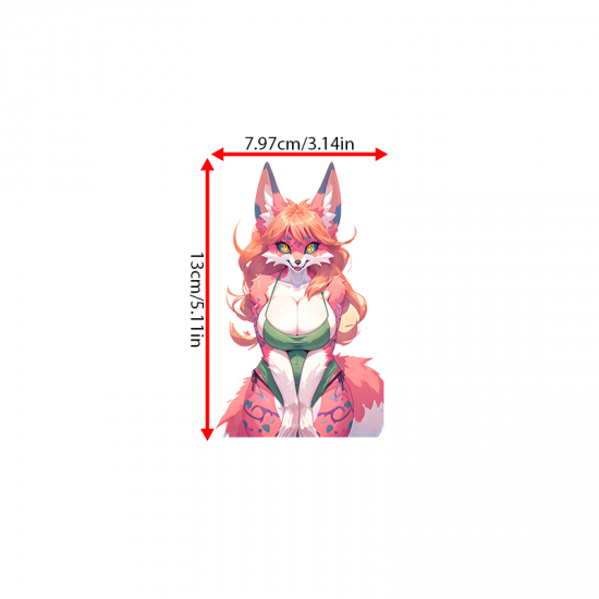 Anthro Fox Girl with Purple Car Sticker, high definition print suitable for collectors and fans. Vinyl car decals suitable for cars, motorcycles, laptops, computers, backpacks, water bottles, and more.