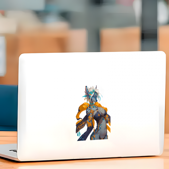 Anthro Wolf Girl with Purple Sports Car Sticker, water-resistant sticker suitable for mugs, cups, and tumblers. Vinyl car decals suitable for cars, motorcycles, laptops, computers, backpacks, water bottles, and more.