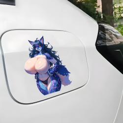 Anthro Fox Girl with Purple Car Sticker, great for DIY projects, greeting cards, and holiday decorations. Vinyl car decals suitable for cars, motorcycles, laptops, computers, backpacks, water bottles, and more.