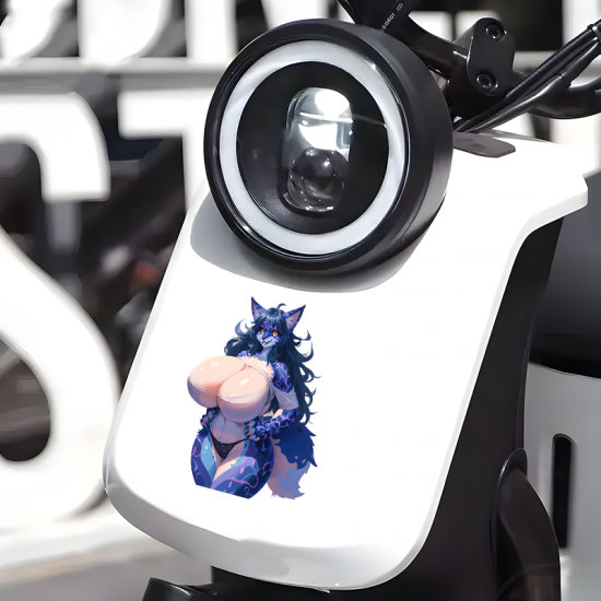 Anthro Fox Girl with Purple Car Sticker, great for DIY projects, greeting cards, and holiday decorations. Vinyl car decals suitable for cars, motorcycles, laptops, computers, backpacks, water bottles, and more.