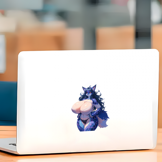 Anthro Fox Girl with Purple Car Sticker, great for DIY projects, greeting cards, and holiday decorations. Vinyl car decals suitable for cars, motorcycles, laptops, computers, backpacks, water bottles, and more.