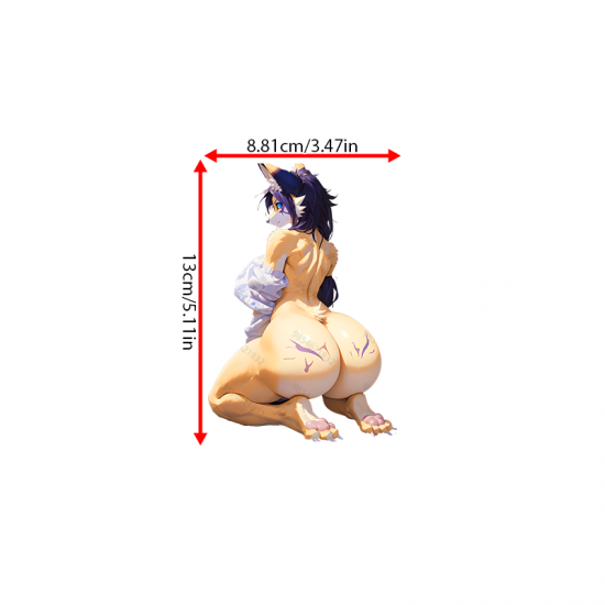 Anthro Wolf Girl and Purple Car Sticker, water-resistant sticker suitable for mugs, cups, and tumblers. Vinyl car decals suitable for cars, motorcycles, laptops, computers, backpacks, water bottles, and more.