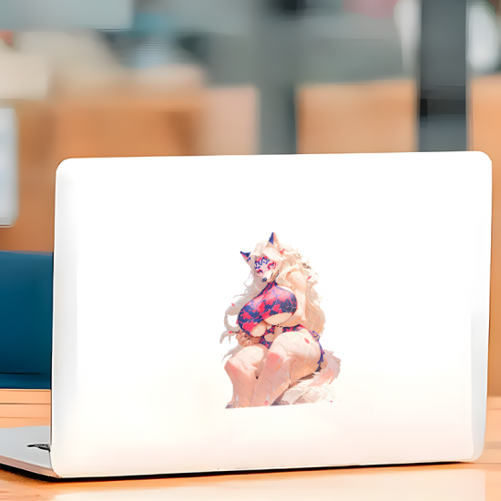 Furry Girl Bikini & Sports Car Sticker/Decal, versatile decal for tablets, smartphones, and power banks. Vinyl car decals suitable for cars, motorcycles, laptops, computers, backpacks, water bottles, and more.