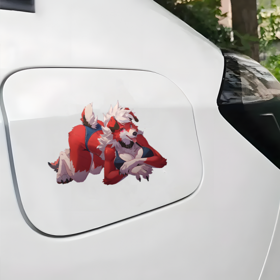 Lycanroc Girl on Car Sticker, durable and weather-resistant, perfect for outdoor gear and vehicles. Vinyl car decals suitable for cars, motorcycles, laptops, computers, backpacks, water bottles, and more.