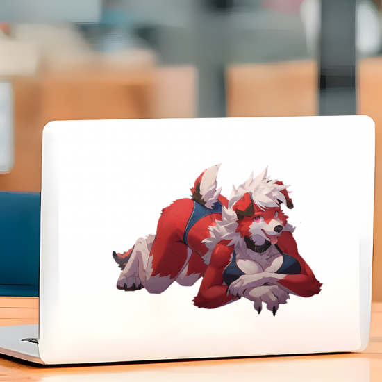 Lycanroc Girl on Car Sticker, durable and weather-resistant, perfect for outdoor gear and vehicles. Vinyl car decals suitable for cars, motorcycles, laptops, computers, backpacks, water bottles, and more.