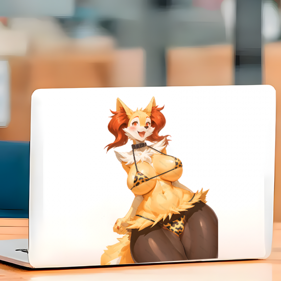 Furry Fox Girl Bikini Car Sticker Decal, fun addition to your scrapbook, photo album, or handmade cards. Vinyl car decals suitable for cars, motorcycles, laptops, computers, backpacks, water bottles, and more.