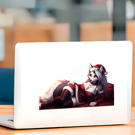 Christmas Loona Wolf Girl Car Sticker Decal, ideal for customizing your airpods case or headphone stand. Vinyl car decals suitable for cars, motorcycles, laptops, computers, backpacks, water bottles, and more.