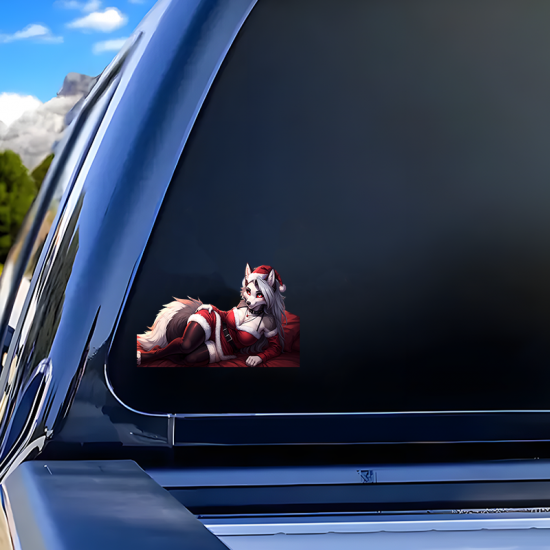 Christmas Loona Wolf Girl Car Sticker Decal, ideal for customizing your airpods case or headphone stand. Vinyl car decals suitable for cars, motorcycles, laptops, computers, backpacks, water bottles, and more.