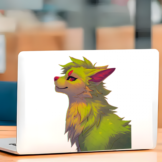 Green Wolf Furry Sticker/Decal, great for adding a pop of color to your fridge or freezer. Vinyl car decals suitable for cars, motorcycles, laptops, computers, backpacks, water bottles, and more.