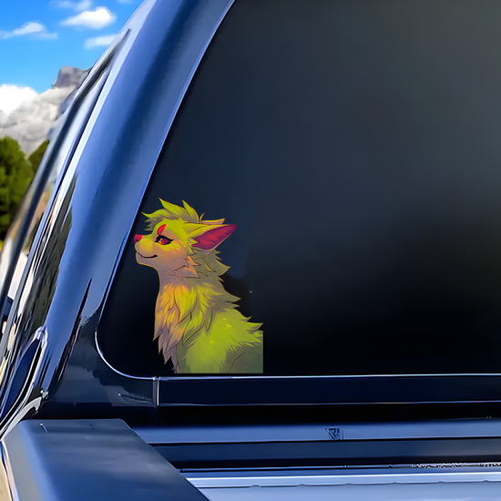 Green Wolf Furry Sticker/Decal, great for adding a pop of color to your fridge or freezer. Vinyl car decals suitable for cars, motorcycles, laptops, computers, backpacks, water bottles, and more.