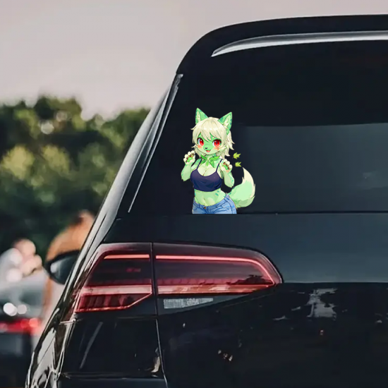 Leafy Green Furry Girl Sticker, adds style to your daily planner, notebook, and office supplies. Vinyl car decals suitable for cars, motorcycles, laptops, computers, backpacks, water bottles, and more.