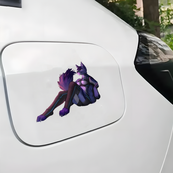 Anthro Wolf Girl on Car Sticker, residue-free removal, perfect for rented spaces and laptops. Vinyl car decals suitable for cars, motorcycles, laptops, computers, backpacks, water bottles, and more.