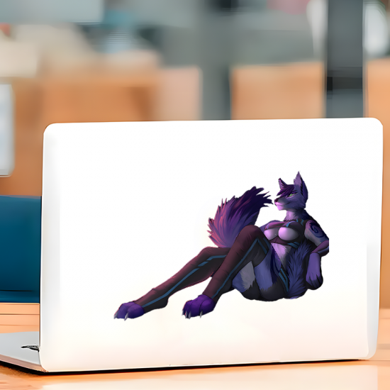 Anthro Wolf Girl on Car Sticker, residue-free removal, perfect for rented spaces and laptops. Vinyl car decals suitable for cars, motorcycles, laptops, computers, backpacks, water bottles, and more.