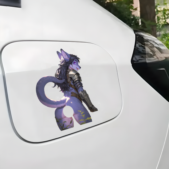 Furry Knight with Lamborghini Sticker, vibrant colors perfect for art projects, collages, and crafts. Vinyl car decals suitable for cars, motorcycles, laptops, computers, backpacks, water bottles, and more.