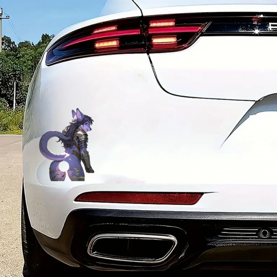 Furry Knight with Lamborghini Sticker, vibrant colors perfect for art projects, collages, and crafts. Vinyl car decals suitable for cars, motorcycles, laptops, computers, backpacks, water bottles, and more.
