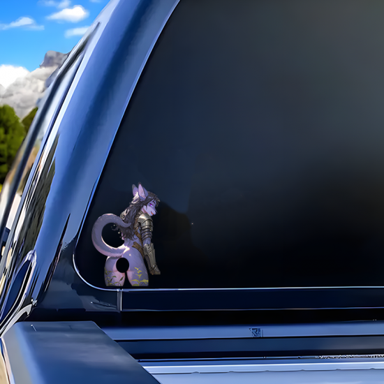 Furry Knight with Lamborghini Sticker, vibrant colors perfect for art projects, collages, and crafts. Vinyl car decals suitable for cars, motorcycles, laptops, computers, backpacks, water bottles, and more.