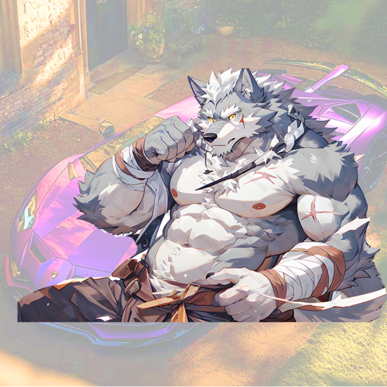 Muscular Wolf Anthro on Car Sticker, easy to apply on cars, trucks, vans, and recreational vehicles. Vinyl car decals suitable for cars, motorcycles, laptops, computers, backpacks, water bottles, and more.