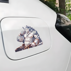 Muscular Wolf Anthro on Car Sticker, easy to apply on cars, trucks, vans, and recreational vehicles. Vinyl car decals suitable for cars, motorcycles, laptops, computers, backpacks, water bottles, and more.