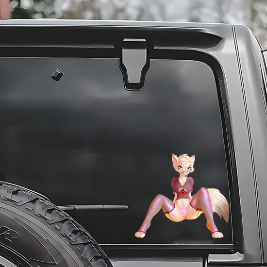 Sexy Fox Furry on Car Decal Sticker, make your belongings stand out with this unique vinyl sticker. Vinyl car decals suitable for cars, motorcycles, laptops, computers, backpacks, water bottles, and more.