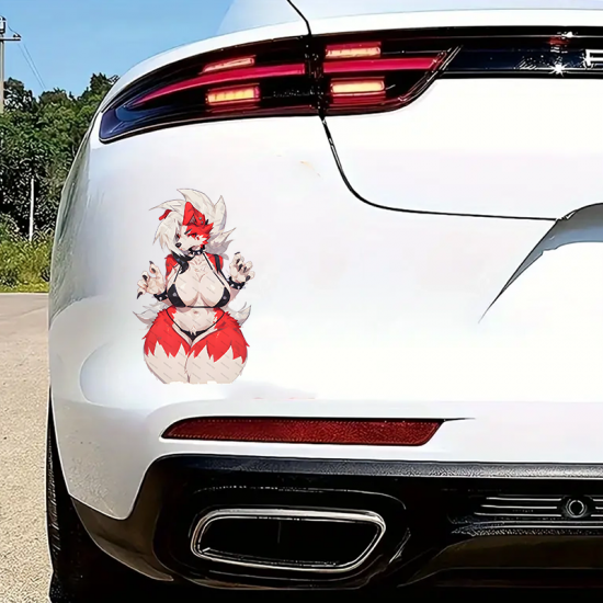 Sexy Anthro Wolf Bikini Sticker Decal, weather-proof sticker for camping gear, coolers, and lanterns. Vinyl car decals suitable for cars, motorcycles, laptops, computers, backpacks, water bottles, and more.